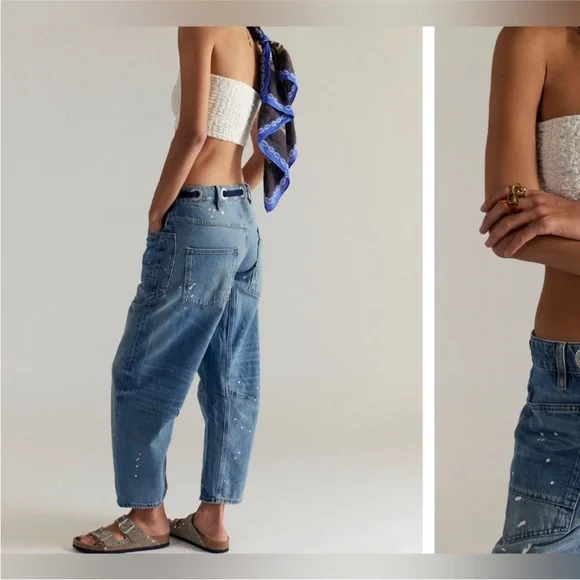 NWT Free People We The Free Moxie Pull-On Barrel Jeans Timeless Blue 27, 29, 30 - Picture 6 of 17